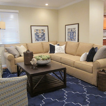 Ethan Allen navy and oatmeal living room