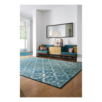 Kevin O'Brien Cavalcade-Constantinople Rectangle Machine Woven Rugs, Azure
