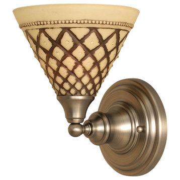 Toltec Lighting Wall Sconce, 7" Chocolate Icing Glass
