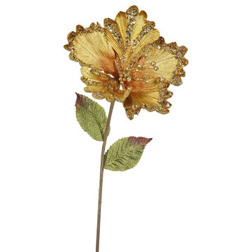 23" Gold Hibiscus, 8" Flower 3/Bag