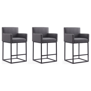 Ambassador Counter Stool in Grey and Black (Set of 3)