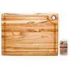TeakHaus Edge Grain Teak 16x12" Juice Grooved Cutting Board w/Seasoning Stick