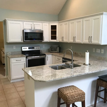 white cabinet refacing----granite