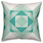 DDCG - Turquoise Geometric Throw Pillow, 16"x16", Cover, Pillow Insert - Make a bold statement in your lounge area or bedroom with the Turquoise Geometric Throw Pillow. The modern design printed on this soft decorative pillow will liven up any room in your home and is the ideal size for accessorizing any chair, sofa, or bed.  This pillow comes in a variety of sizes and has the option to be purchased with the pillow insert included or just the cover only. If you re looking to complete the look in your bedroom, pair with the Turquoise Geo Pattern Duvet Cover Set or the Turquoise Pattern Duvet Cover Set, items sold separately.