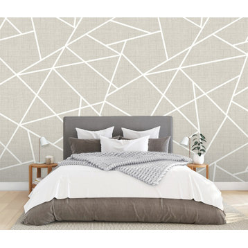 Modern Lines White on Dove Grey Wall Mural, Mural