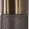 Textured Metallic Gold Bronze Cylinder Table Lamp | Ceramic Mid Century White