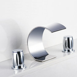 Contemporary Waterfall Bathroom Sink Faucet Chrome Finish Widespread T7707 - Bathroom Sink Faucets