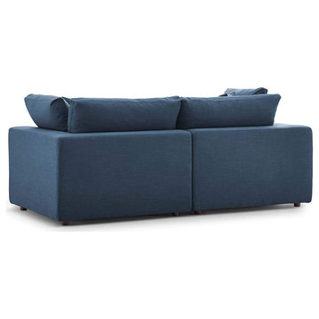 Commix Down Filled Overstuffed 2 Piece Sectional Sofa Set, Azure