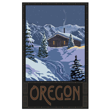 Paul A. Lanquist Oregon Winter Mountain Cabin Art Print, 30"x45"