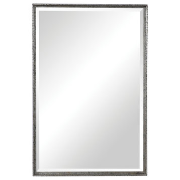 Classic Thin Frame Metal 30" Wall Mirror, Distressed Silver Vanity Minimalist