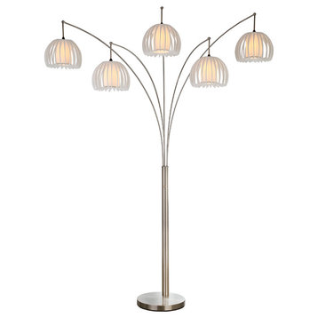 Artiva USA  Zucca  89"  5-Arch Brushed Steel LED Floor Lamp With Dimmer