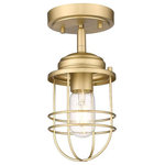 Golden Lighting - Golden Lighting 9808-SF BCB Seaport Semi-Flush - Nautical-inspired, Seaport is a collection of induSeaport Semi-Flush Brushed Champagne BrUL: Suitable for damp locations Energy Star Qualified: YES ADA Certified: n/a  *Number of Lights: 1-*Wattage:60w Medium bulb(s) *Bulb Included:No *Bulb Type:Medium *Finish Type:Brushed Champagne Bronze