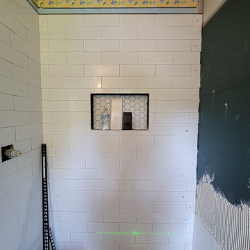 In Progress: New Shower Tile Installation with Accent Niche