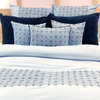 King Duvet Cover 8 Pc set in Blue Cotton with Embroidery