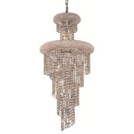 Elegant Lighting - 1800 Spiral Collection Hanging Fixture, Royal Cut - Like a deluxe piece of jewelry, the Spiral Collection is dripping with highly faceted crystal strands. The crystals strands are draped around the body in an alluring design to provide optimum radiance. This chandelier will add a touch of glamour to your decor.