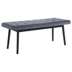 ZuoMod - Tanner Bench Gray & Black - The versatile Tanner Bench, adds seating to any space, hallway, bedroom, bathroom, dining room, or hotel lobby. Its mid century inspired frame is made from solid rubber wood with wood veneer in matte black. The seat is wrapped in tufted velvet.