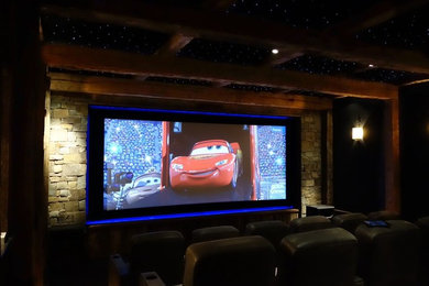 Design ideas for a rural home cinema in Tampa.