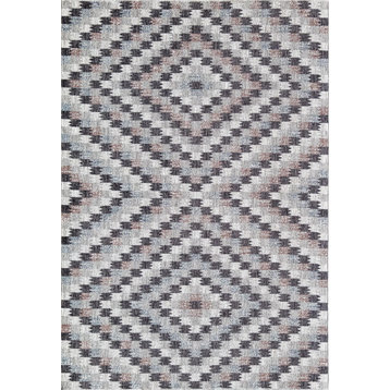 Jade Eternity White Geometric Contemporary White Recycled Area Rug, 2'6" X 4'