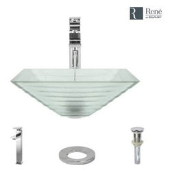 RENE BY ELKAY R5-5004-R9-7001-ABR GLASS VESSEL SINK WITH ANTIQUE BRONZE VESSEL F - Bathroom Sinks