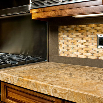 Caesarstone & Travertine Kitchen