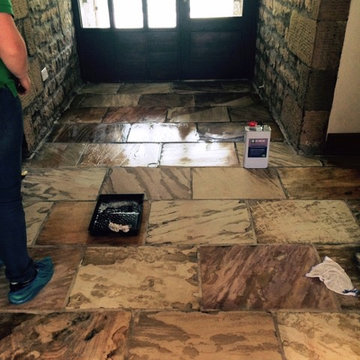 Milling and Sealing a Large Indian Sandstone Tiled Floor Near Lancaster