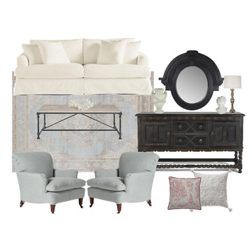 E-Design Concept Board French Country Living Room Est. Budget $14,000