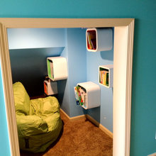 Kids closet under stairs