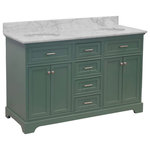 Kitchen Bath Collection - Aria 60" Bathroom Vanity, Sage Green, Carrara Marble, Double Vanity - The Aria: showroom looks with everyday practicality.