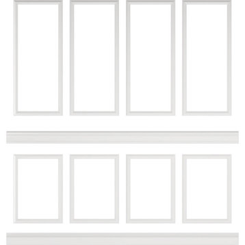 94.5"L Ashford Square Panel Stacked Wall Wainscot Kit, 108-132"H, 20x28" Panels