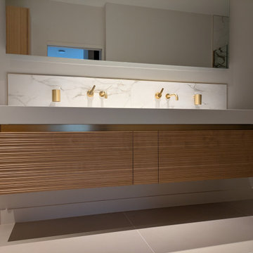 Master ensuite vanity and matching storage