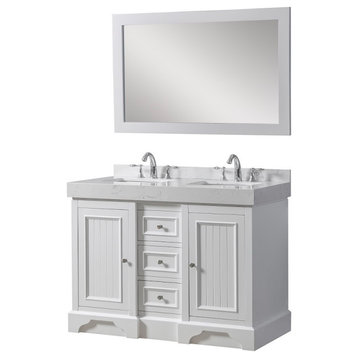 48" Kingswood Double Exclusive Bath Vanity, White and Mirror
