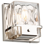 Artcraft Lighting - Wiltshire 1 Light Wall Light, Polished Nickel - Designed by Lighting Pulse, the "Wiltshire" bathroom vanity  features thick luxurious hammered type glassware complimented by a polished nickel frame.