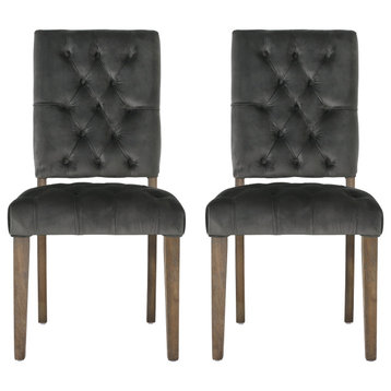 GDF Studio Myrtle Contemporary Velvet Tufted Dining Chairs, Set of 2