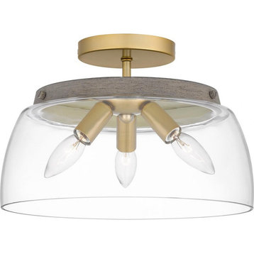 3 Light Semi-Flush Mount In Transitional Style-8.5 Inches Tall and 13 Inches
