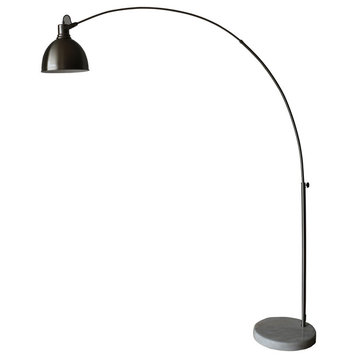 Brushed Steel Arch & White Marble Floor Lamp With Swivel Studio Lamp Head