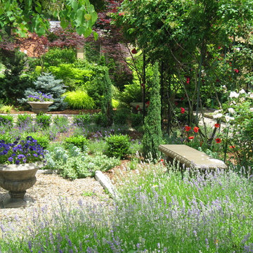 Lavender & Bench with Urn