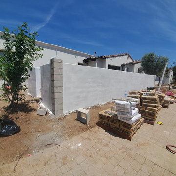 free standing wall and santa barbara stucco