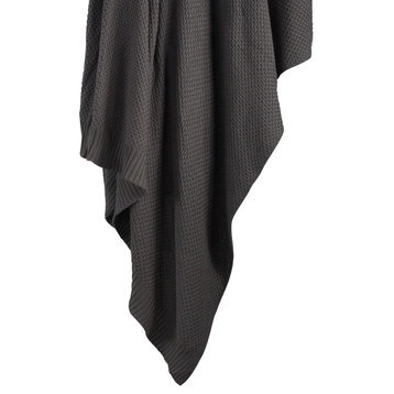 Cotton Knit Throw Blanket, 50"x60", Slate, 1 Piece