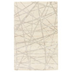 Jaipur Living - Nikki Chu Avondale Handmade Abstract White/Gray Area Rug, 9'x12' - This Nikki Chu hand-tufted area rug boasts a quintessentially modern abstract design, capturing intrigue with intersecting silver gray lines over a white backdrop. The viscose and wool blend of this accent creates an invitingly soft feel to this on-trend layer.