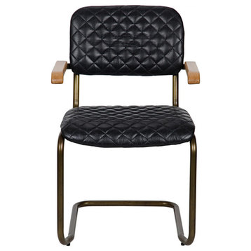 Osbert Arm Chair, Vintage Black Leather Set of 2