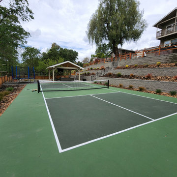 Pavillion, retainning wall, Bocce ball court and pickle ball court