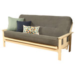 Studio Living - Caleb Frame Futon With Antique White Finish, Marmont Thunder - The futon is a classic hardwood frame with mission style arms. This unique and versatile full size futon sofa easily converts to a Bed.  This multifunctional piece of furniture can find a home in just about any type of room.