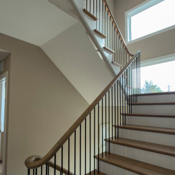 Project #153 | Sophisticated Red Oak Stair with Metal Balusters