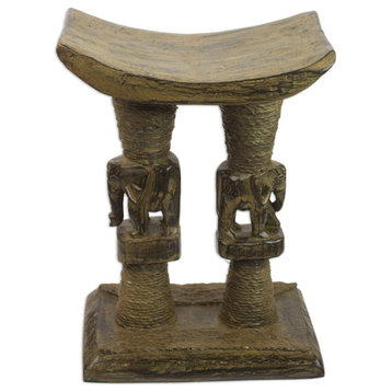Elephant King Decorative Wood Throne Stool