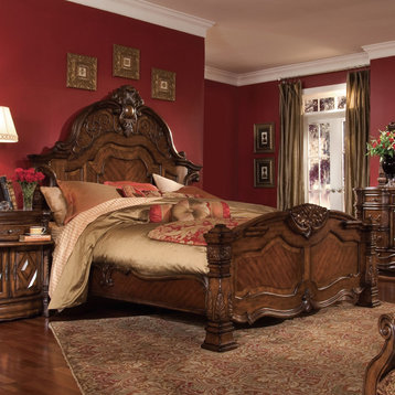 Windsor Court Mansion Bed, Vintage Fruitwood, Eastern King