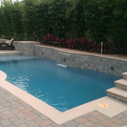 Freeform Geometric Pool with Steps and Waterfall - Products