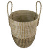 14.5" Natural Woven Seagrass Wicker Storage Basket with Handles