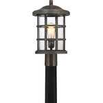 Quoizel - Quoizel CSE9010PN Crusade 1 Light Outdoor Lantern - Palladian Bronze - Inspired by Craftsman design, the Crusade Outdoor Series is clean and classic. Encased in the crisscrossed bands, the clear seedy glass emits plenty of light. The fixture body is created using a composite material suitable for extreme temperatures and is resistant to fading. It is a wonderful addition to the Coastal Armour Collection. Available in Mystic Black and Palladian Bronze finishes. (Please note that the vintage bulbs are not included but are available for purchase.)