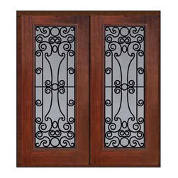 Prehung External Double Door 80 Fiberglass Genoa Full Lite GBG Glass - Front Doors