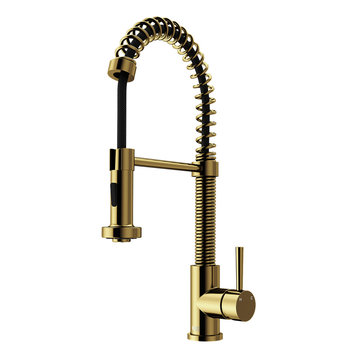 VIGO Edison Pull-Down Kitchen Faucet, Matte Brushed Gold